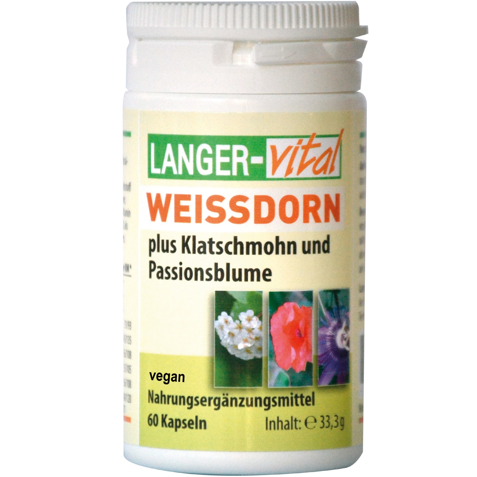 Weissdorn plus Klatschmohn + Passionsblume, 60 Kapseln