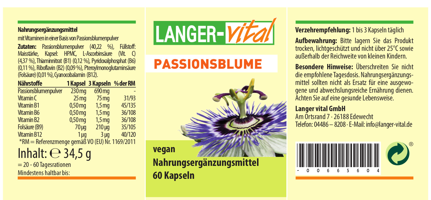 Passionsblume, 60 Kapseln