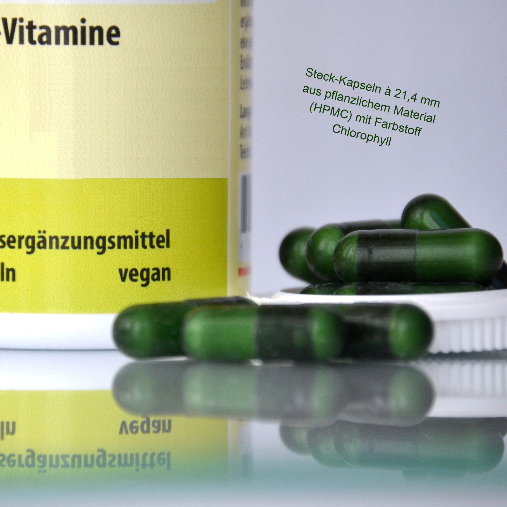 Steck-Kapseln mit Farbstoff Chlorophyll