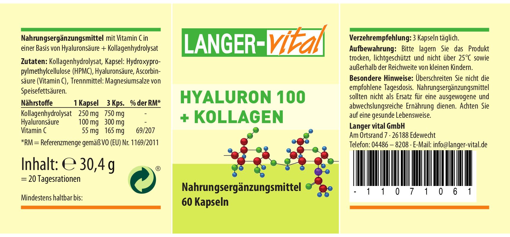 Hyaluron 100 + Kollagen, 60 Kapseln