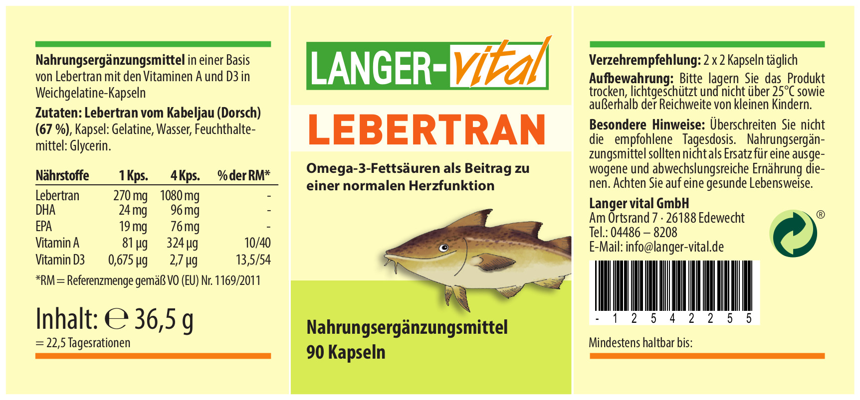 Lebertran + Vitamine, 90 Kapseln