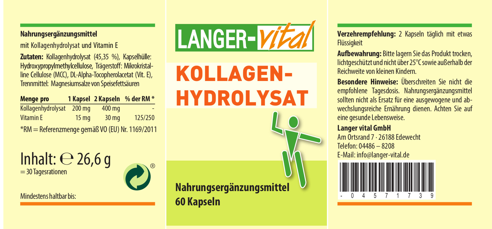 Kollagenhydrolysat, 60 Kapseln