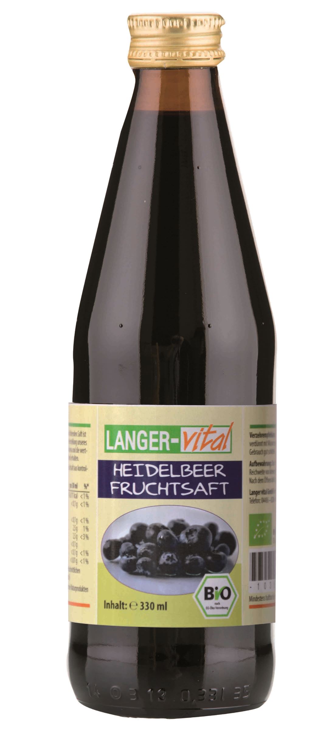 Heidelbeer Fruchtsaft Bio, 330 ml