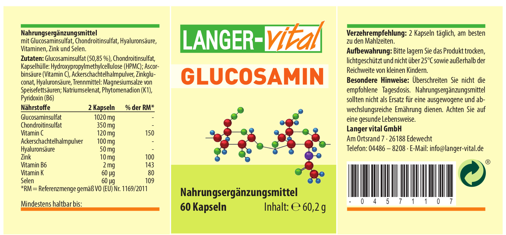 Glucosamin, 60 Kapseln