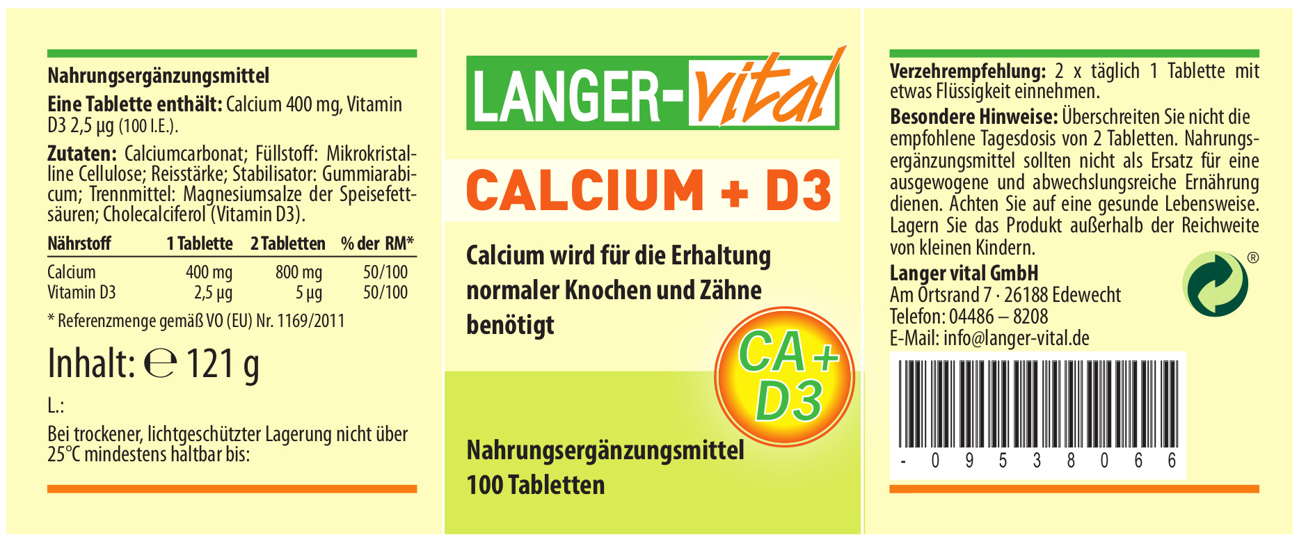 Calcium + D3, 100 Tabletten