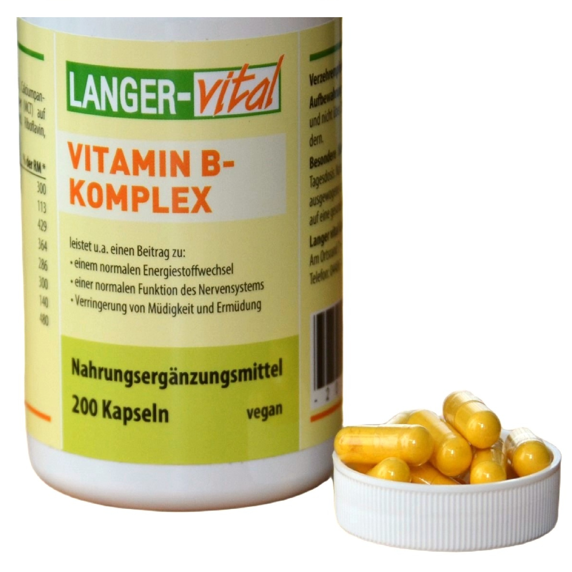 Vitamin B-Komplex vegan, 200 Cellulose-Kapseln