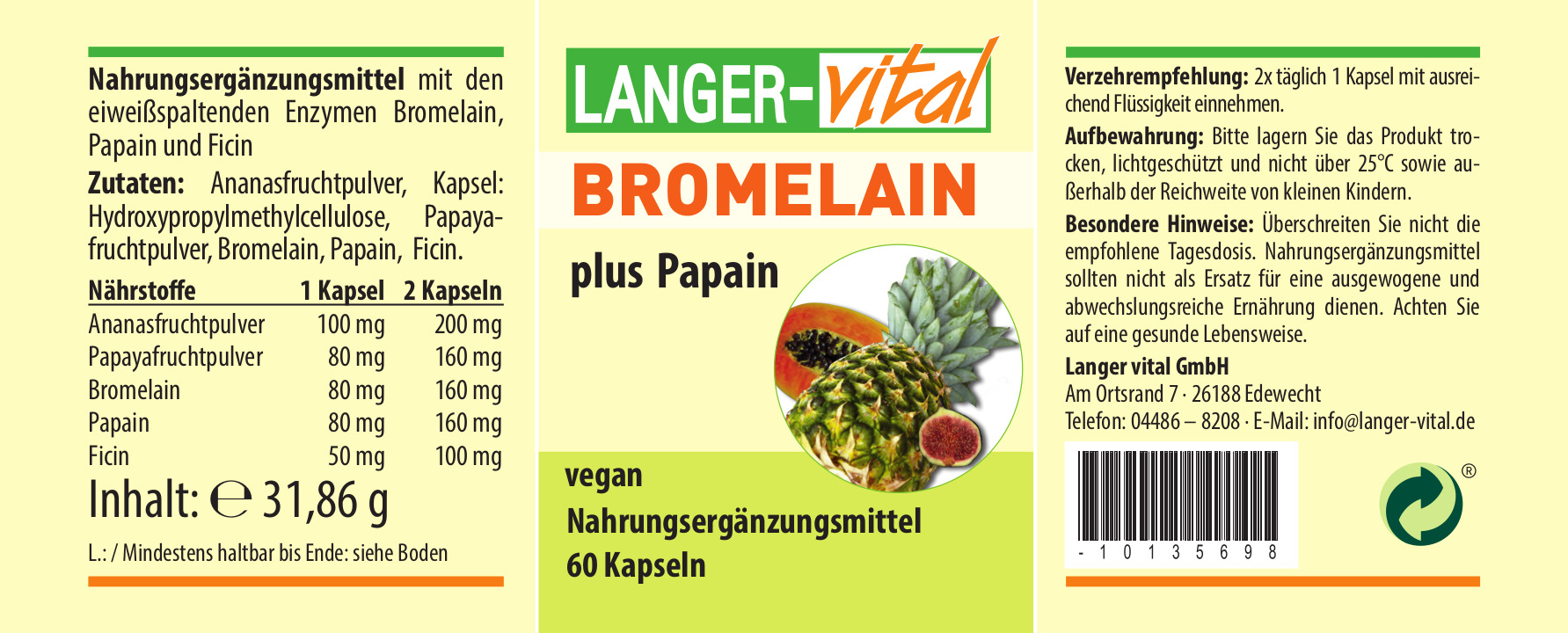 Bromelain plus Papain, 60 Kapseln