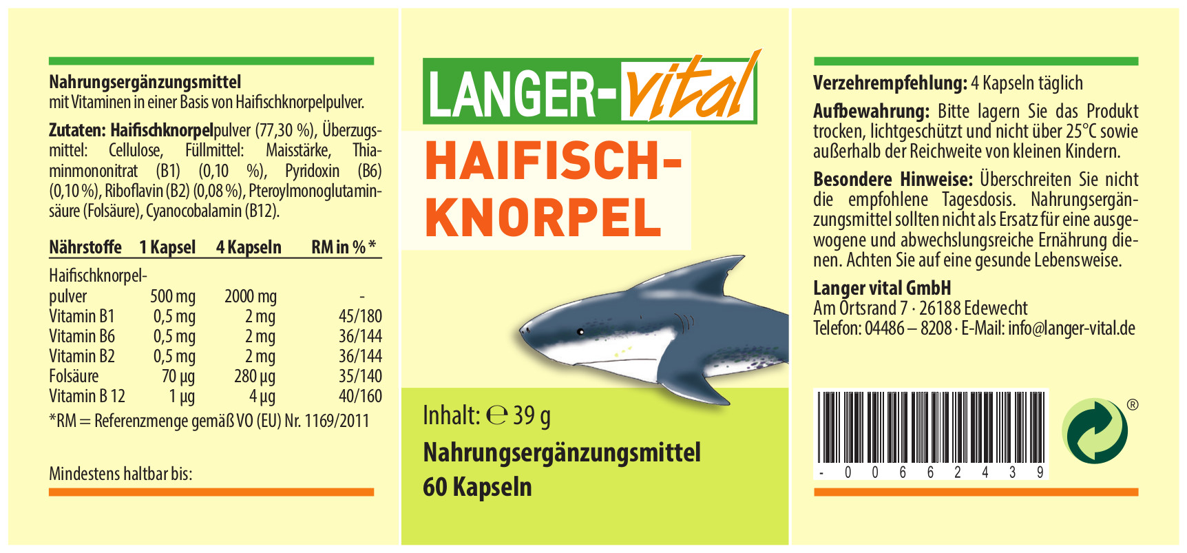 Haifischknorpel, 60 Kapseln