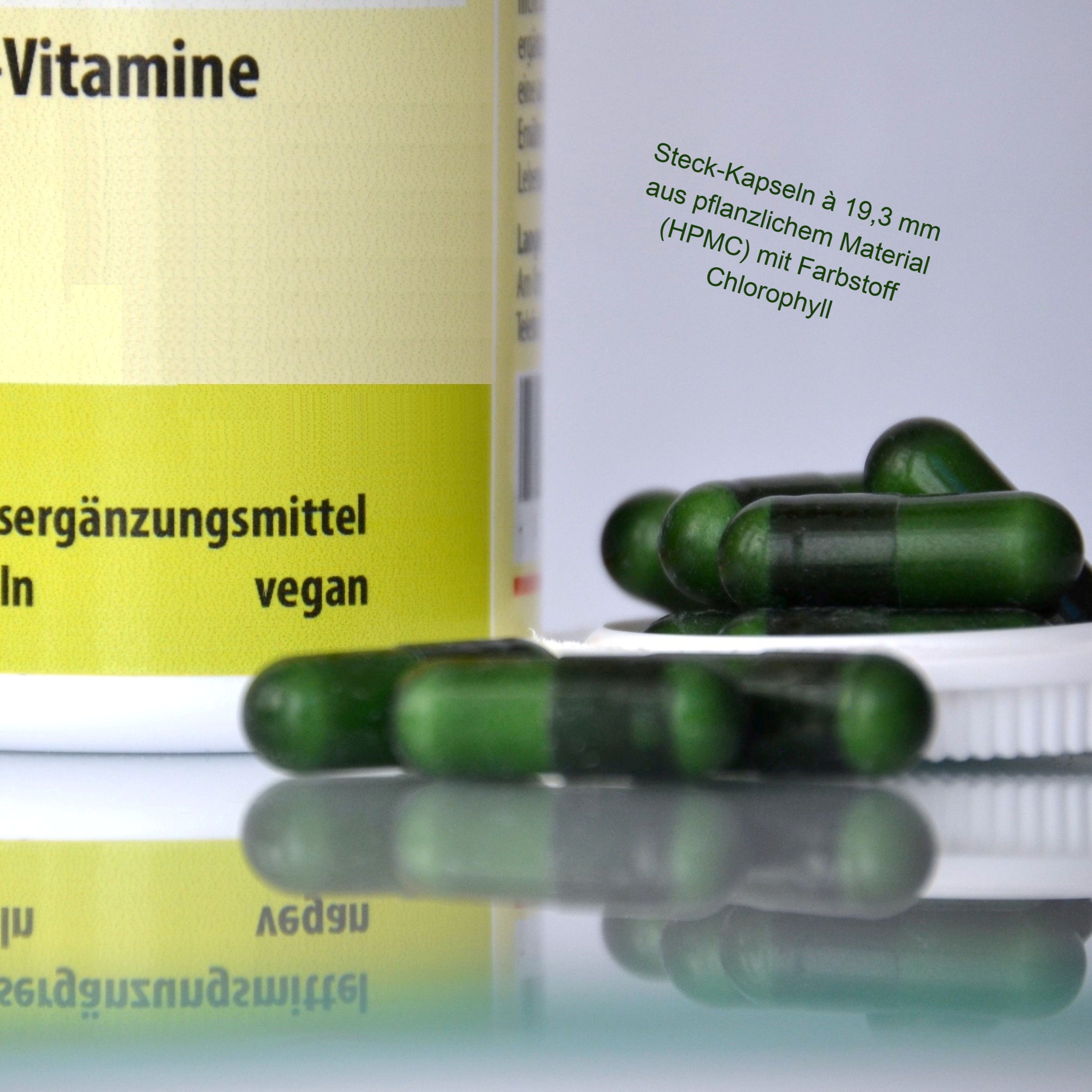 Steck-Kapseln mit Farbstoff Chlorophyll