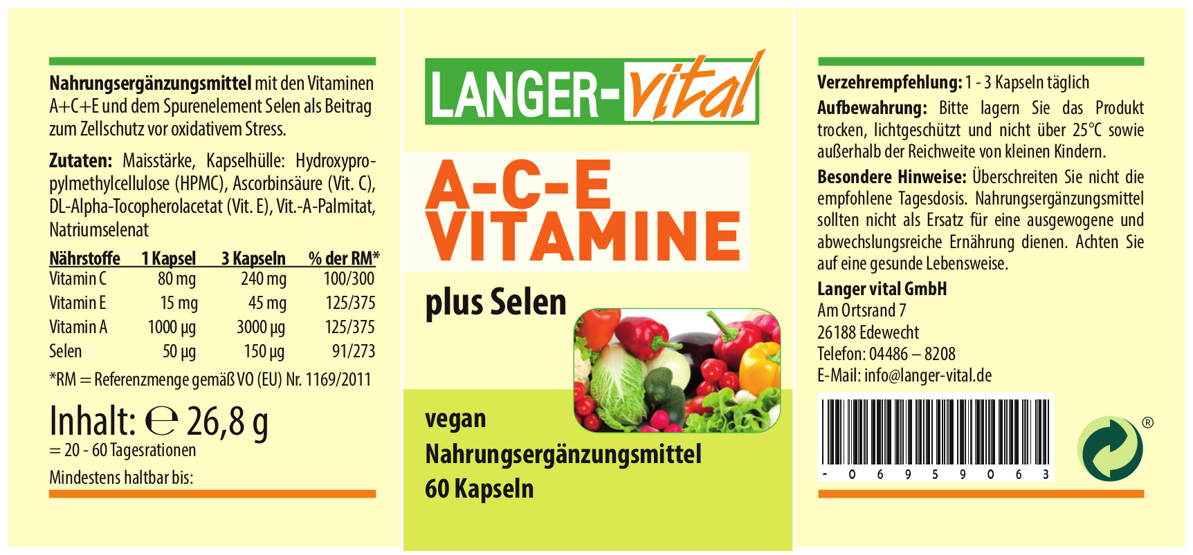 A-C-E Vitamine + Selen, 60 Kapseln