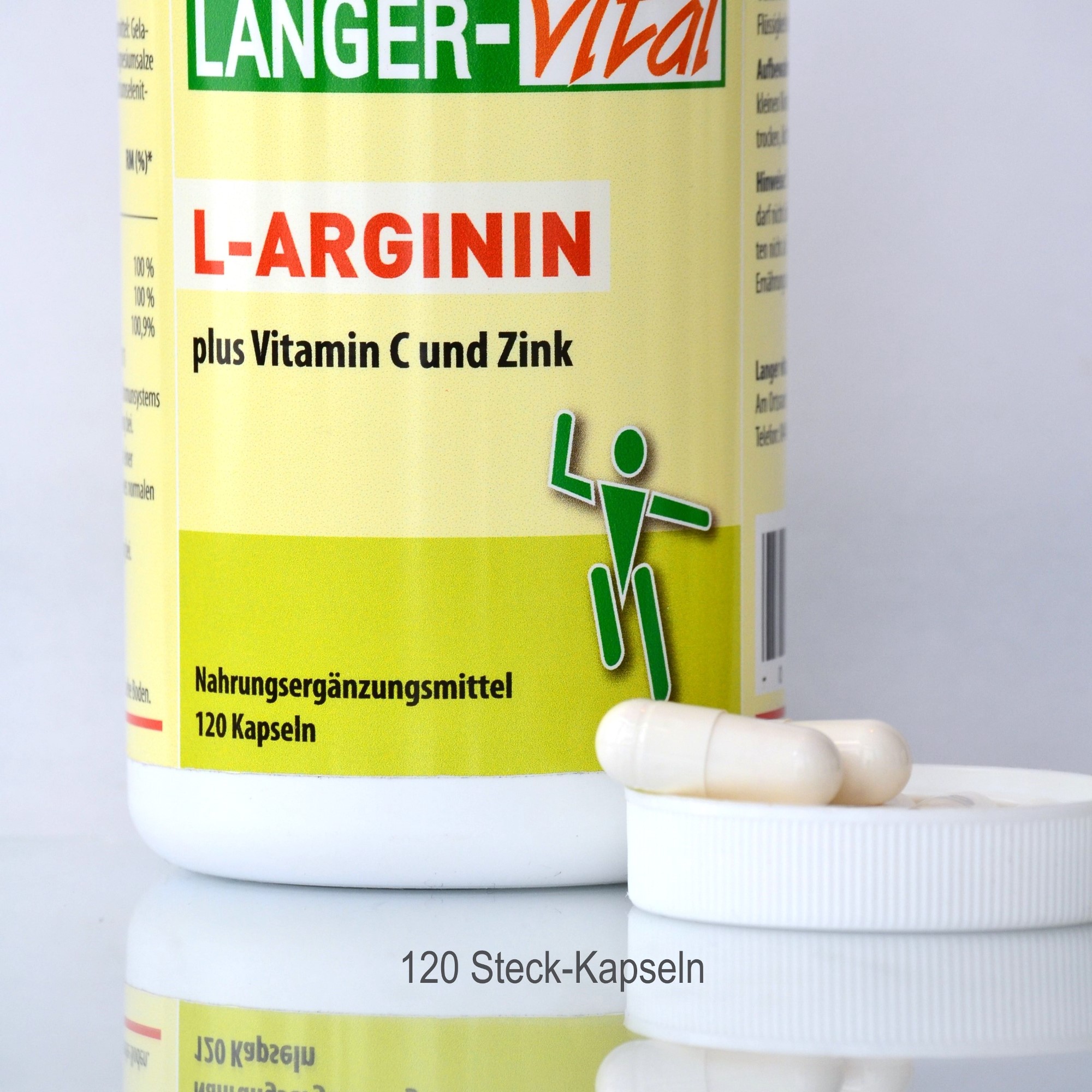 L-Arginin plus Vitamin C und Zink, 120 Steck-Kapseln
