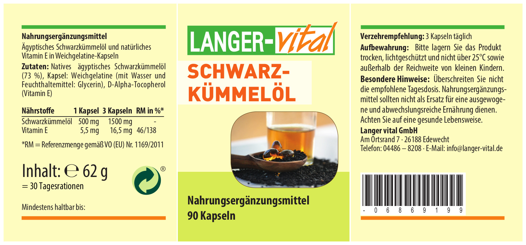 Schwarzkümmelöl, 90 Kapseln