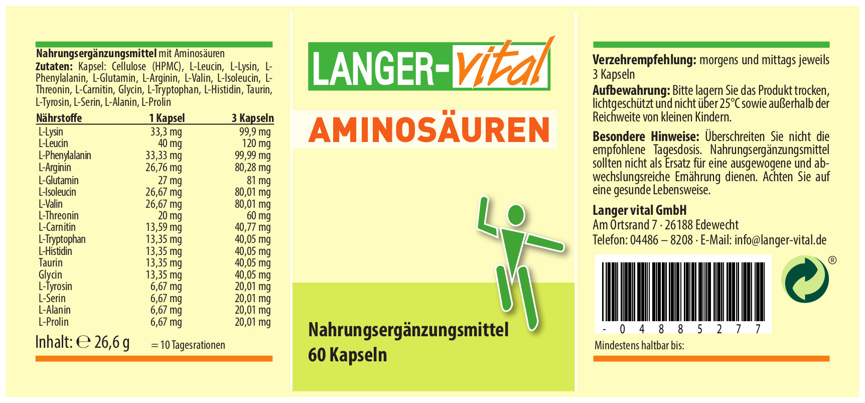Aminosäuren, 60 Kapseln