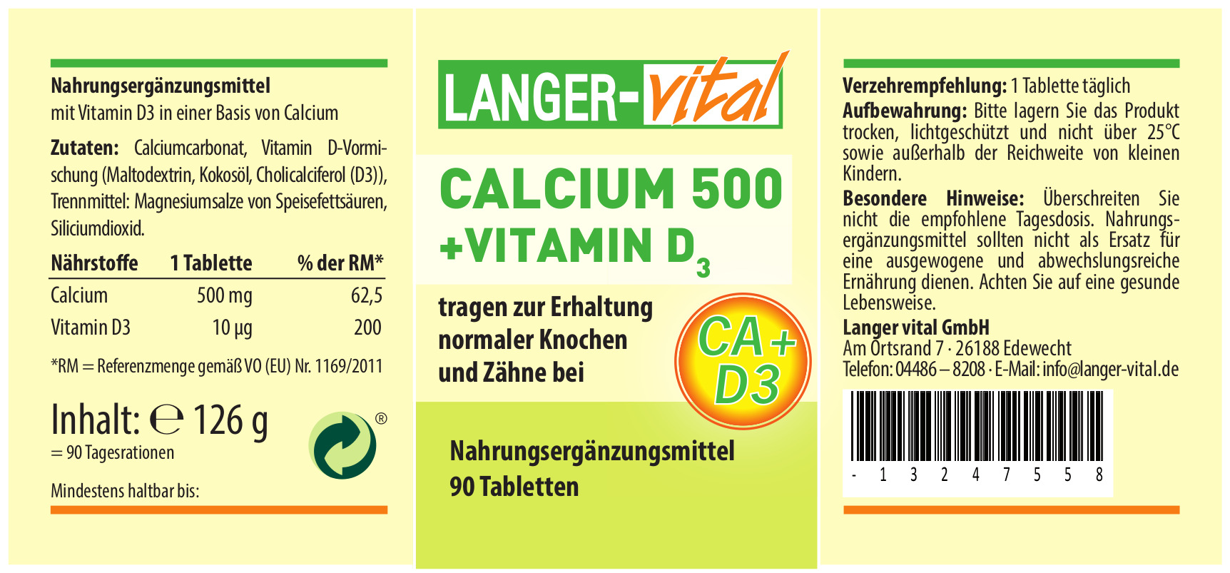 Calcium 500 + D3, 90 Tabletten
