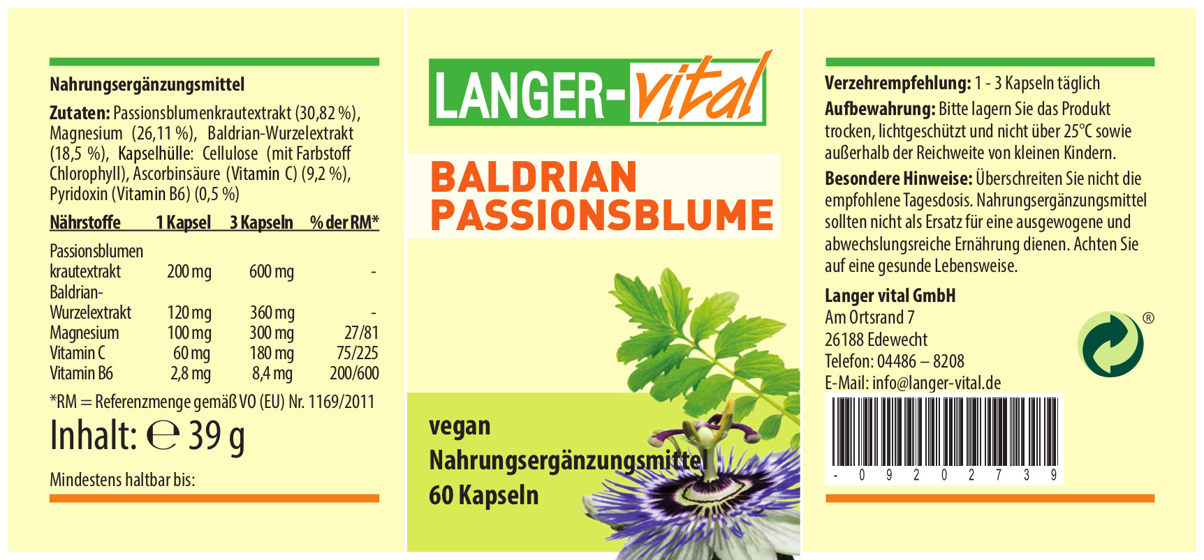Baldrian Passionsblume, 60 Kapseln