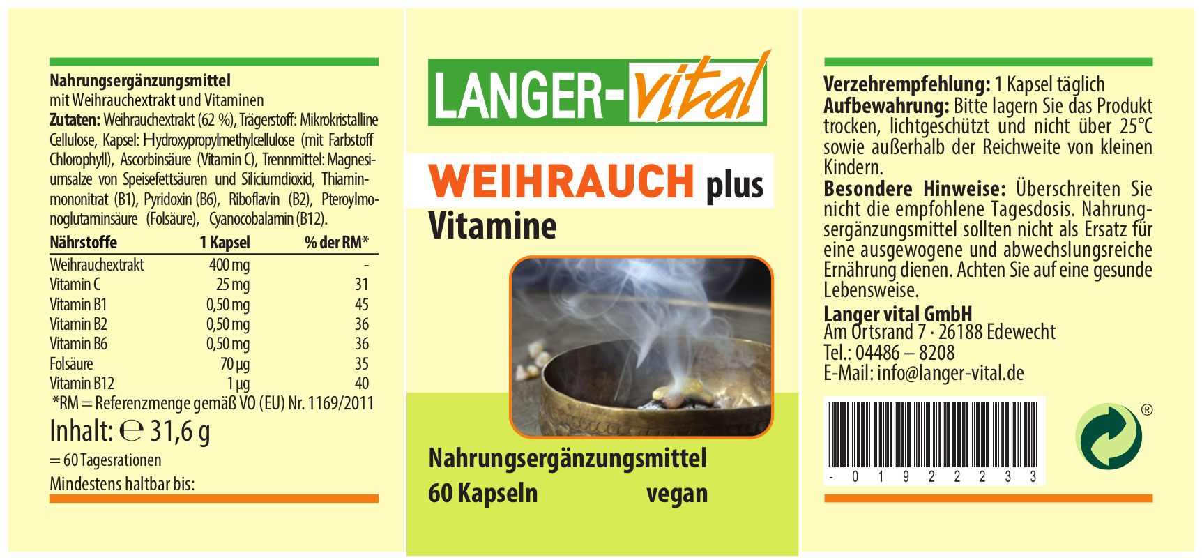 Weihrauch plus Vitamine, 60 Kapseln