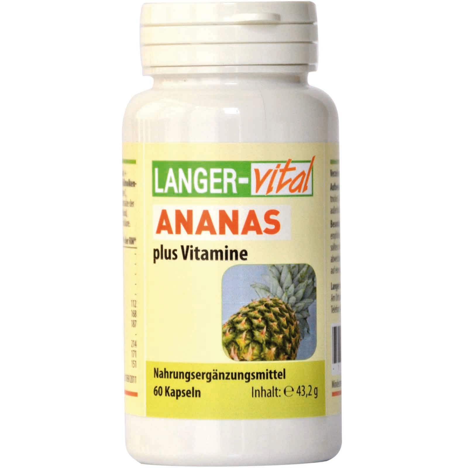 Ananas + Bromelain + Vitamine, 60 Kapseln