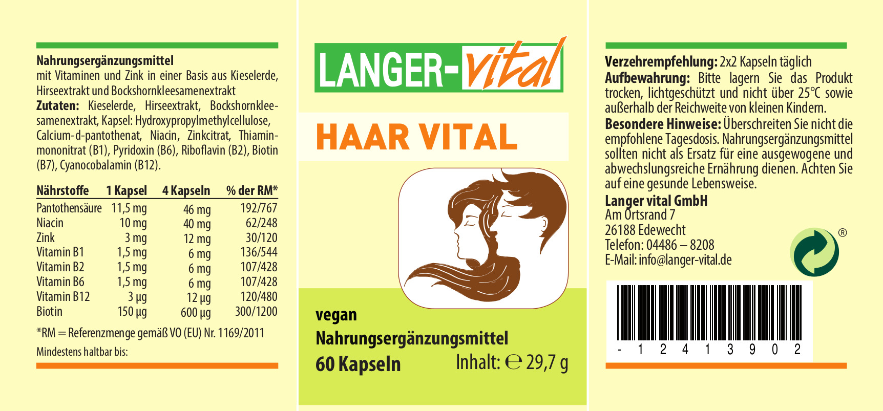 Haar vital, 60 Kapseln