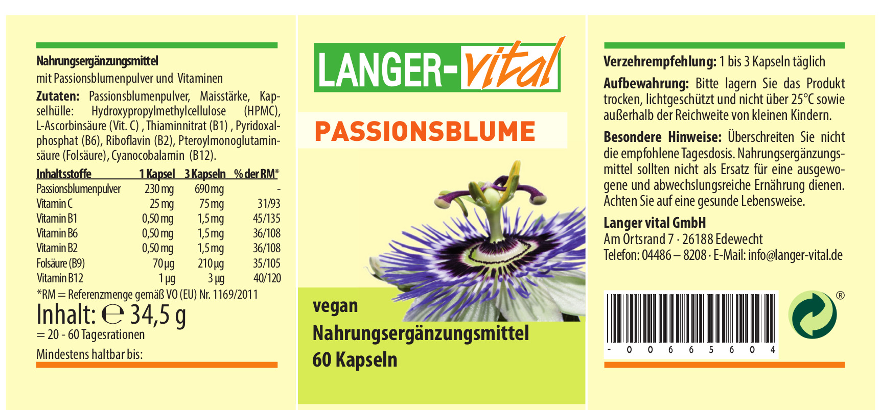 Passionsblume, 60 Kapseln