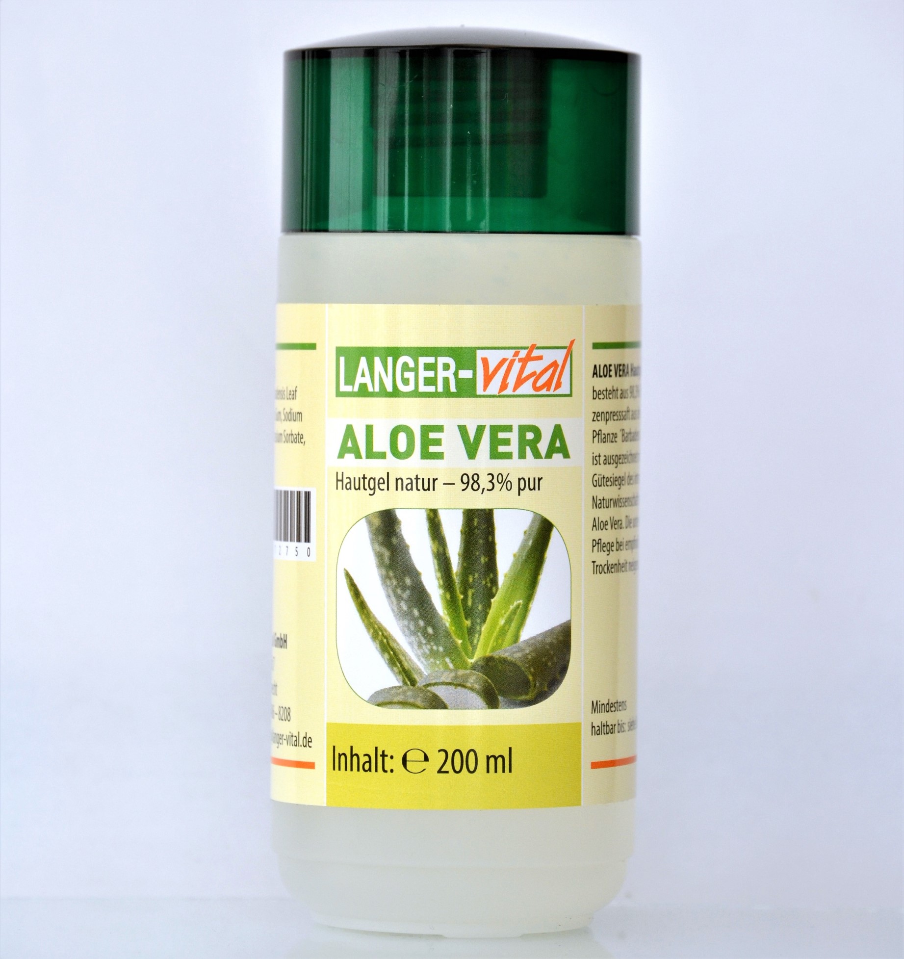 Aloe Vera Hautgel natur - 98,3% pur, 200 ml