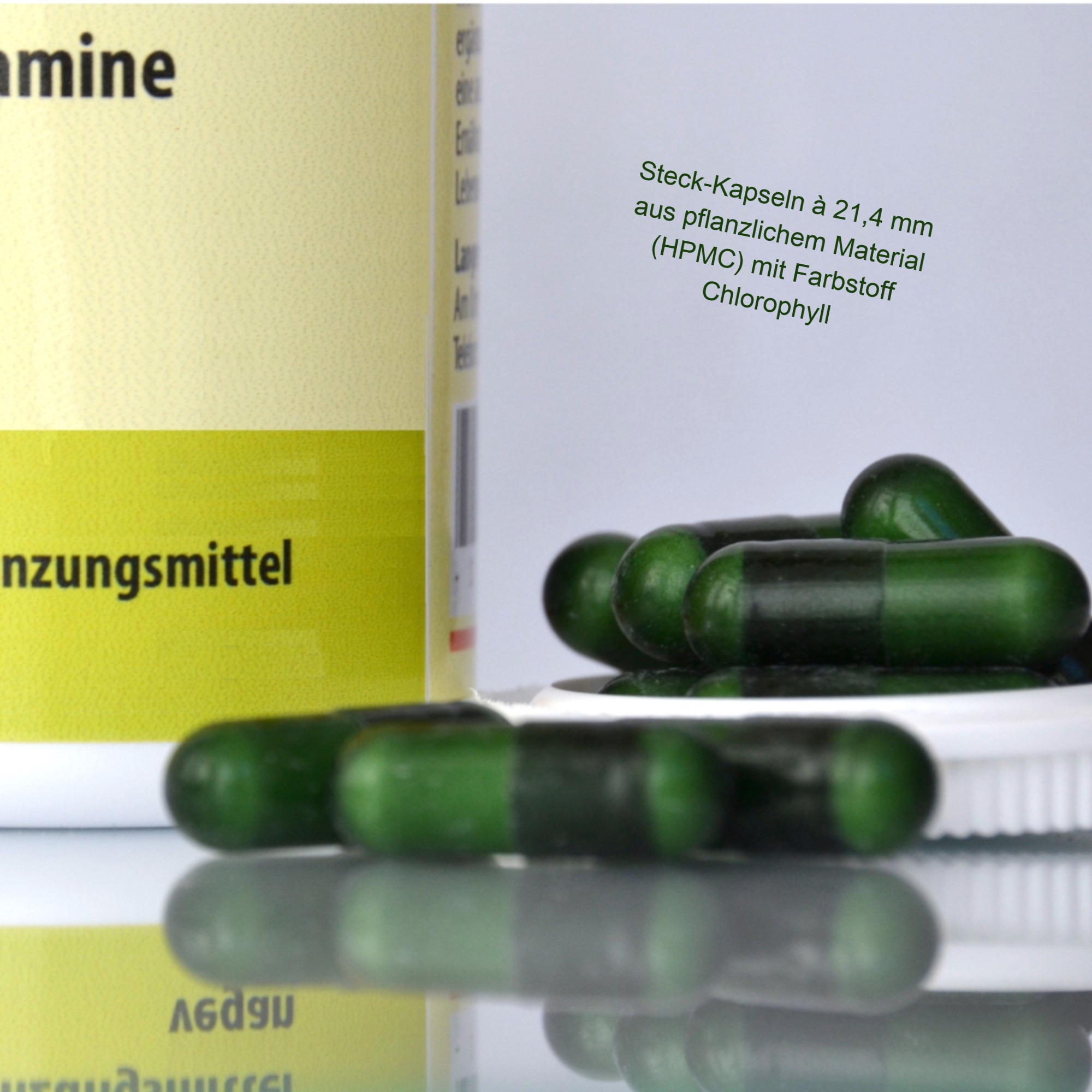Steck-Kapseln mit Farbstoff Chlorophyll