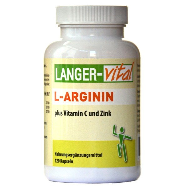 L-Arginin plus Vitamin C und Zink, 120 Kapseln