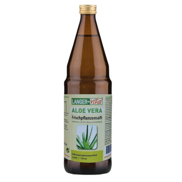 Aloe Vera Frischpflanzensaft (99,6 %) mit Vit. C, B6, B12, Biotin und Pantothenol, 750 ml
